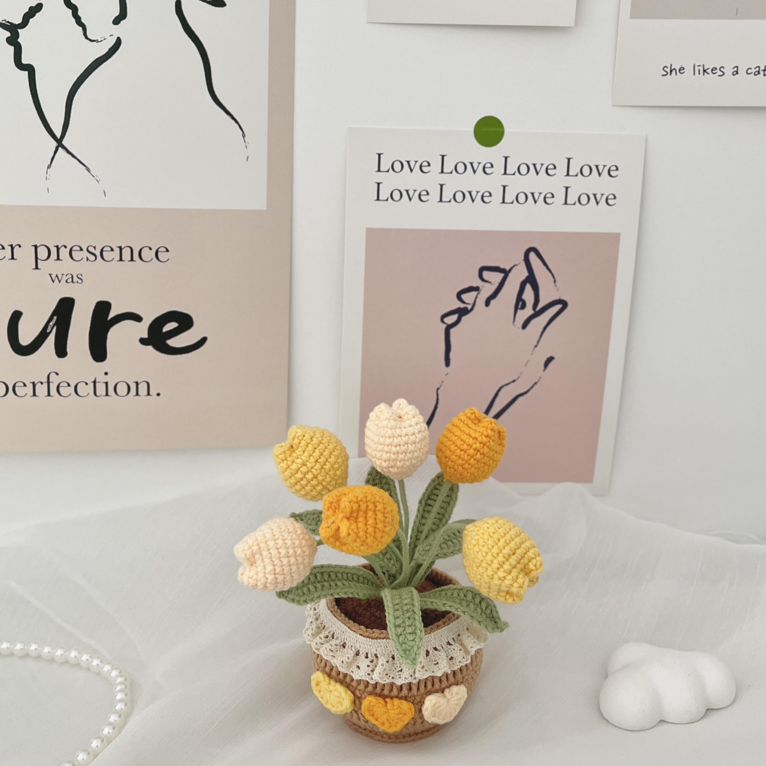 Amazon｜JOMODECOR ハンドメイド かぎ針編み チューリップブーケ